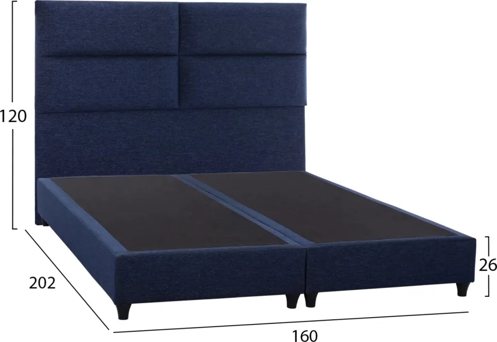 Krevat FH616.08, stof blu, për dyshek 160x200, mbështetëse koke, me 2 nënshtrime në vend të dërrasave të krevatit - 3