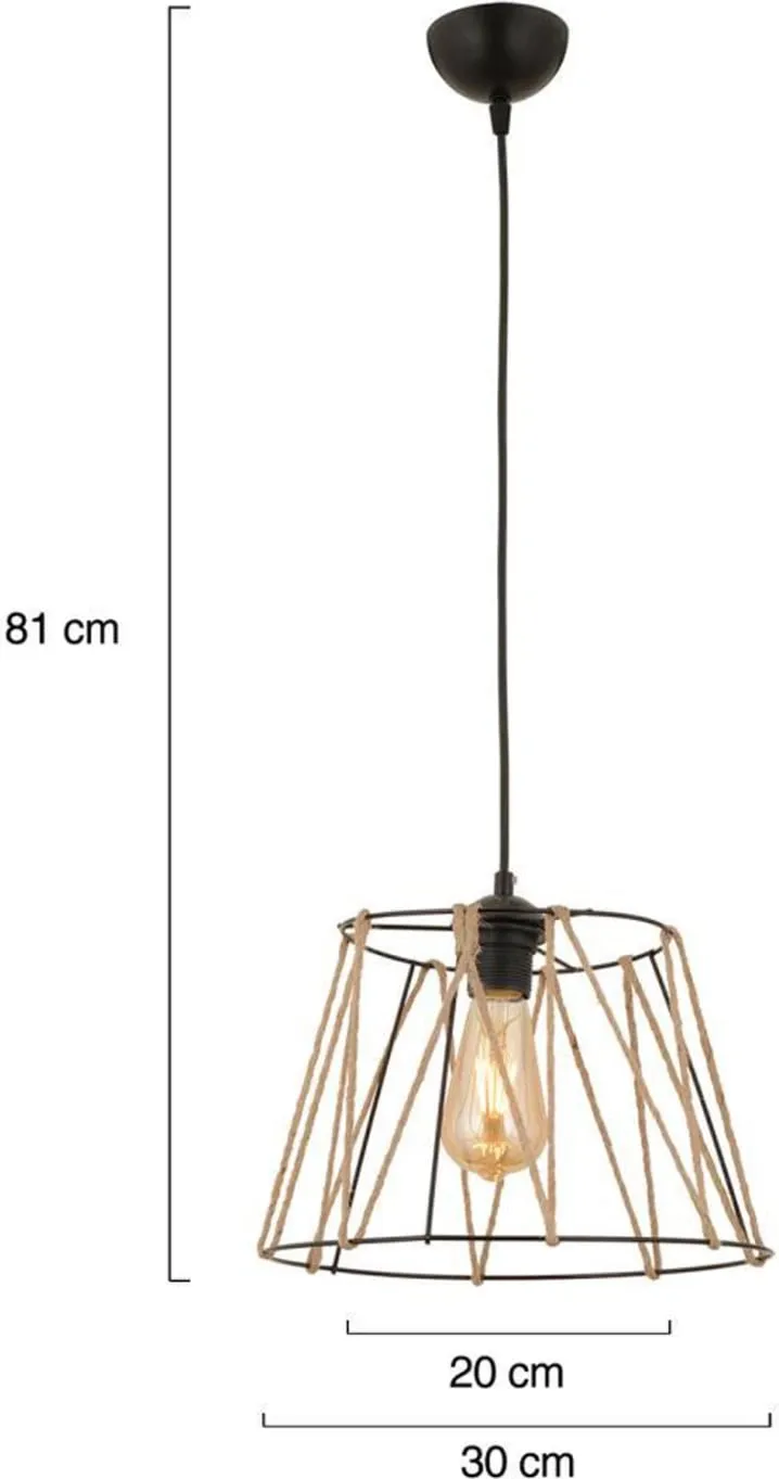 Llambë tavani metal + litar Ø30×81 cm (HM7566.01) - 2