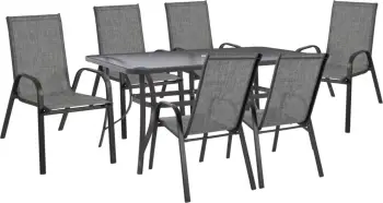 Set për terasë 7 copë, tavolinë 150x90 me karrige tekstilene gri FH11471
