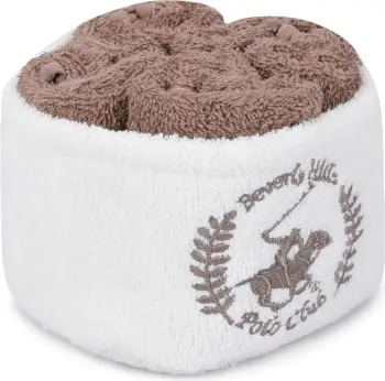 Set laveta peshqirësh, Beverly Hills Polo Club, FH12124.04, kafe dhe bardhë, 30x30 cm, 355BHP0233