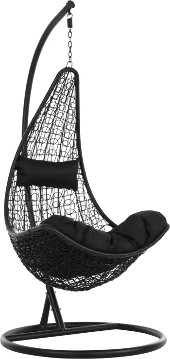 Fole varëse MILLIE FH5996.02 metal-sintetik ratan & jastëk në të zezë Φ95x195Hcm