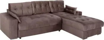 Divan qoshe me shtrat dhe hapësirë ruajtëse, CLANCY, FH3281.03R, pëlhurë kafe, 308x181x92H cm