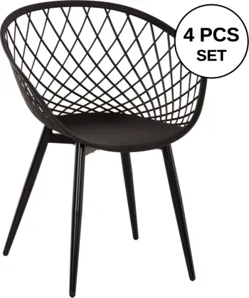 Karrige ARIADNE FH8001.22 polipropileni e zezë - këmbë metali të zeza 63x56x80Hcm., set prej 4 copësh