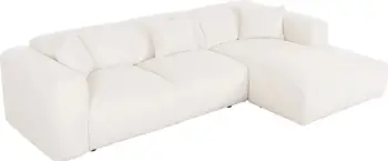 Divan këndor BRICKEN, FH3275.02R, pëlhurë e bardhë, 110-282x98-160x72H cm