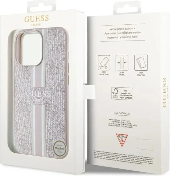 Mbështjellës Guess 4G Printed Stripes MagSafe për iPhone 13 Pro/13 6.1", kafe - 2