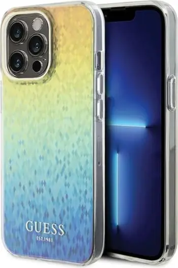 Mbështjellës Guess IML Faceted Mirror Disco Iridescent për iPhone 15 Pro, shumëngjyrësh