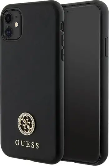 Mbështjellës Guess 4G Triangle Metal Logo për iPhone 11 / XR, i zi