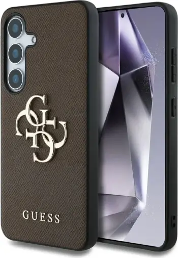 Mbështjellës Guess Grained Big 4G Logo Small Classic Logo për Samsung Galaxy S25 Plus, Kafe