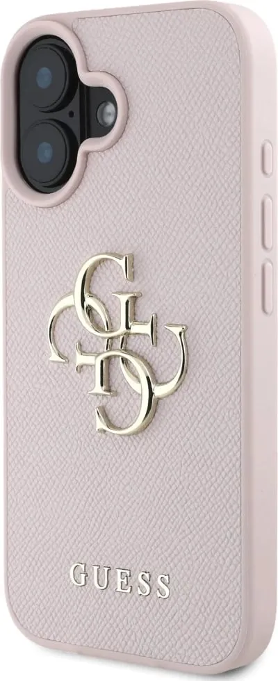 Mbështjellës Guess Grained Big 4G Logo Small Classic Logo për iPhone 16 Pro, Rozë - 2