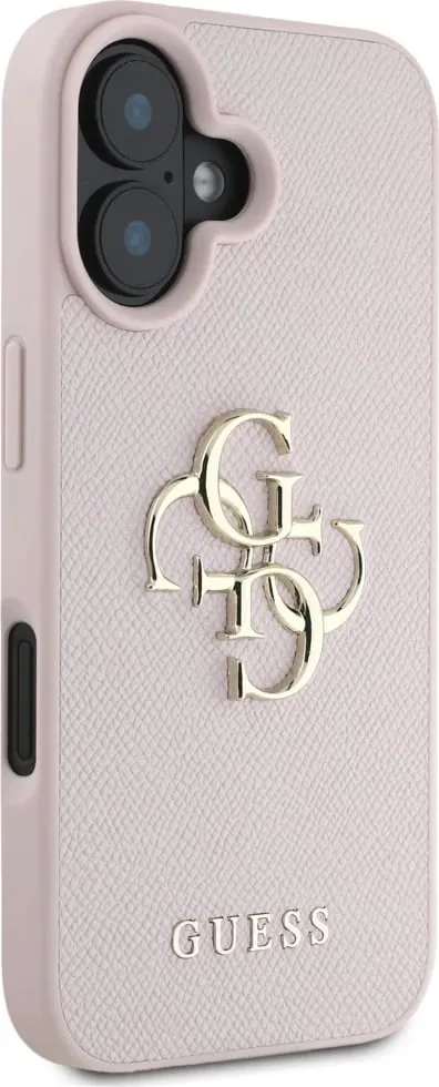 Mbështjellës Guess Grained Big 4G Logo Small Classic Logo për iPhone 16 Pro, Rozë - 4