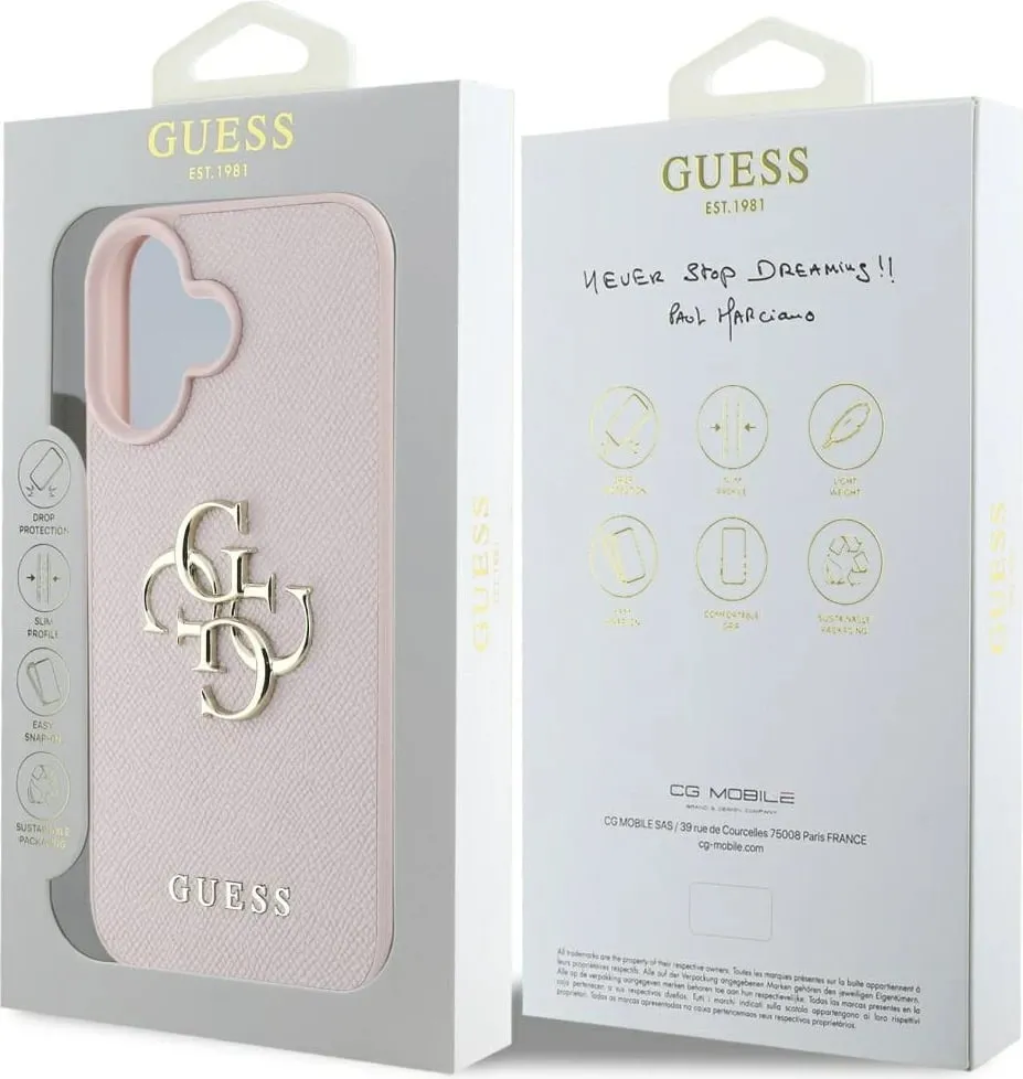 Mbështjellës Guess Grained Big 4G Logo Small Classic Logo për iPhone 16 Pro, Rozë - 8