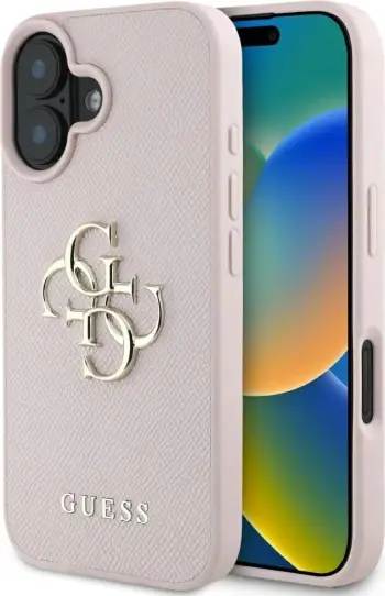 Mbështjellës Guess Grained Big 4G Logo Small Classic Logo për iPhone 16 Pro, Rozë