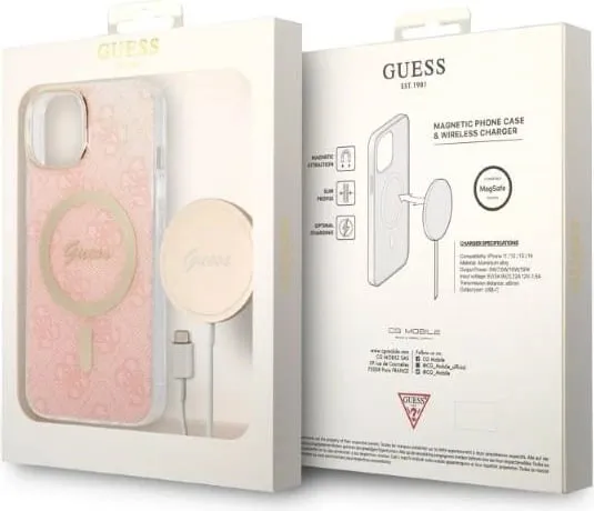 Set mbështjellës Guess GUBPP14MH4EACSP me karikues wireless për iPhone 14 Plus 6.7", rozë - 4