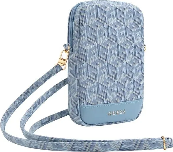 Çantë për celular Guess Zip GCube Bottom Stripe, 19x12x3.8 cm, Kaltër - 1