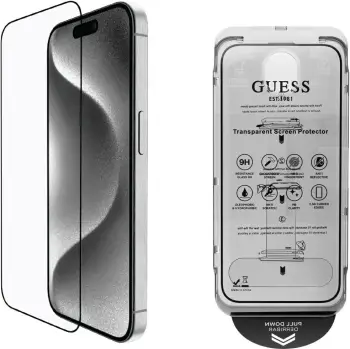 Mbështjellës xhami Guess BP Rhinestone 2in1 për ekran dhe kamera, për iPhone 16 Pro Max, Gold