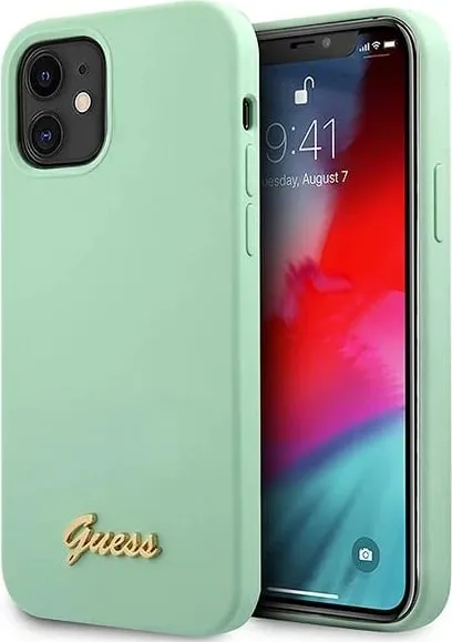 Mbështjellës Guess GUHCP12SLSLMGGN për iPhone 12 mini 5.4", silikon, e gjelbër - 1