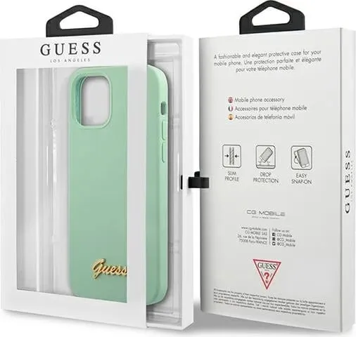 Mbështjellës Guess GUHCP12SLSLMGGN për iPhone 12 mini 5.4", silikon, e gjelbër - 2