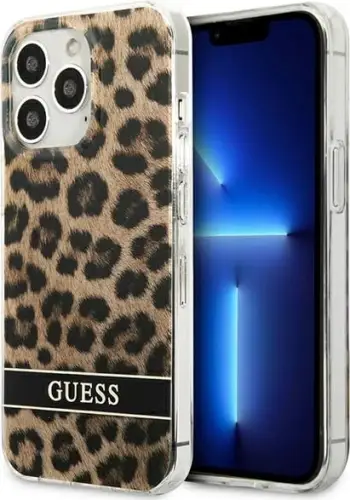 Mbrojtëse Guess Leopard për iPhone 13 Pro, polikarbonat, 6.1", kafe