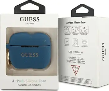 Kasë Guess GUACAPSILGLBL për AirPods Pro, e kaltër me vezullim
