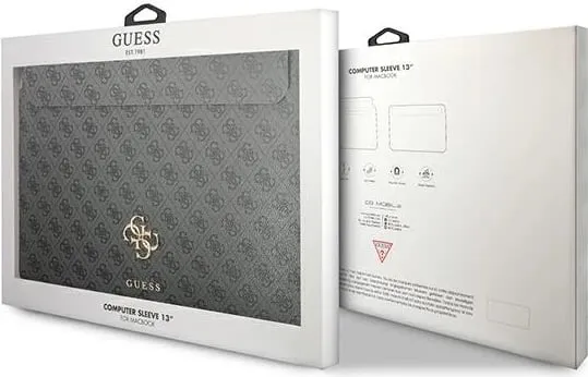 Mbështjellës laptopi Guess 4G Big Logo, 13", lëkurë sintetike, Gri - 5