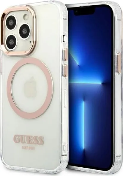 Mbulesë telefoni Guess Metal Outline Magsafe për iPhone 13 Pro Max 6.7", e artë, transparente - 1