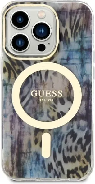 Mbështjellës Guess Leopard MagSafe për iPhone 14 Pro 6.1", Blu - 2