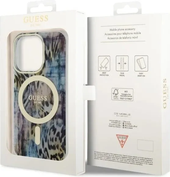 Mbështjellës Guess Leopard MagSafe për iPhone 14 Pro 6.1", Blu - 3