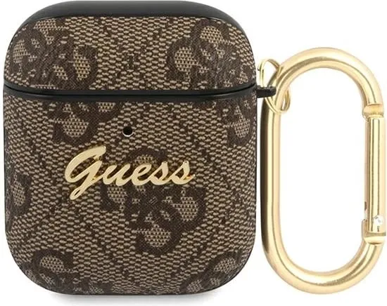Mbështjellës Guess 4G Script Metal Collection për AirPods 1/2, Gri - 1