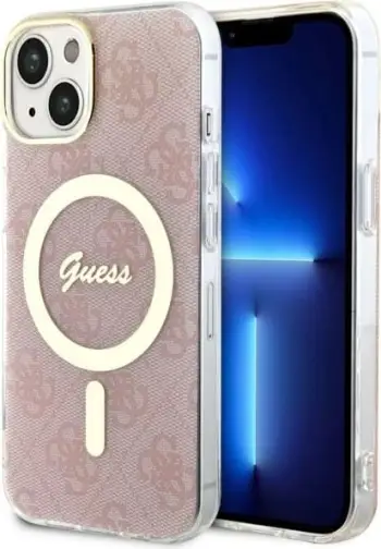 Mbështjellës Guess GUHMP14MHCFWSP për iPhone 14 Plus 6.7", MagSafe, lule, rozë