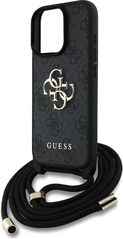 Mbështjellës Guess 4G Big Logo Cord Stap Crossbody për iPhone 16 Pro, Kafe - 5