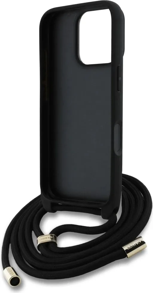 Mbështjellës Guess 4G Big Logo Cord Stap Crossbody për iPhone 16 Pro, Kafe - 6