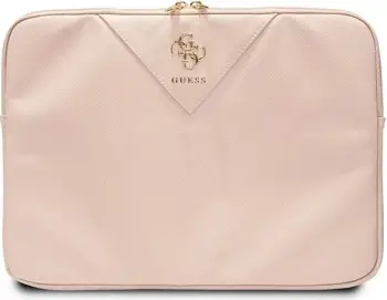Mbështjellës laptopi Guess ZIP Leather Triangle, 14 inç, Rozë