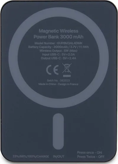 Powerbank wireless Guess Metal Script Logo MagSafe 3000mAh, i zi - 2