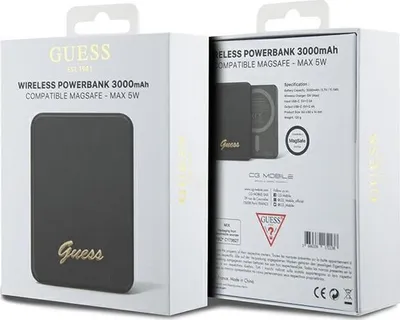 Powerbank wireless Guess Metal Script Logo MagSafe 3000mAh, i zi - 3