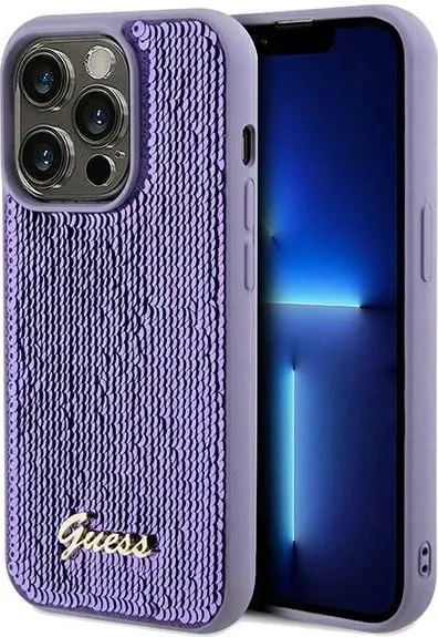 Mbështjellës Guess Sequin Script Metal për iPhone 13 Pro Max, i zi - 1