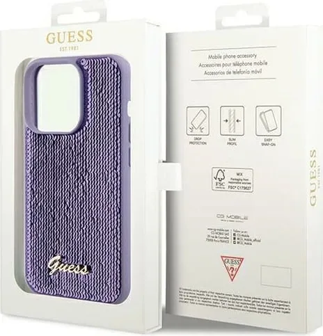 Mbështjellës Guess Sequin Script Metal për iPhone 13 Pro Max, i zi - 2