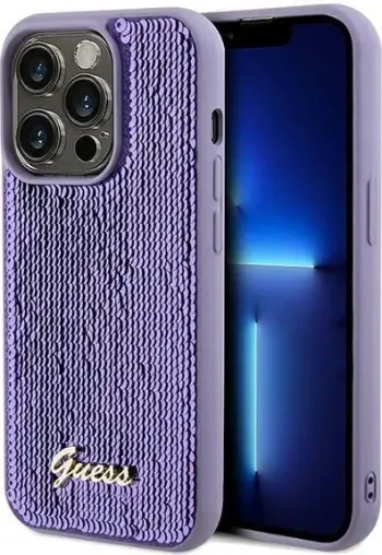Mbështjellës Guess Sequin Script Metal për iPhone 13 Pro Max, i zi