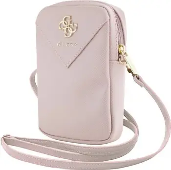 Mbështjellës Guess Zip Quilted 4G për celular, Rozë