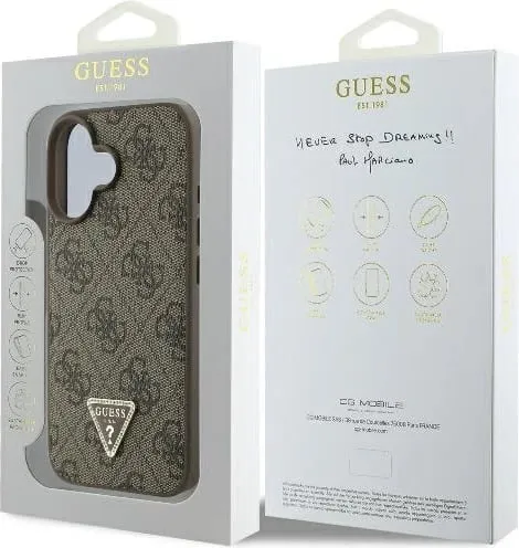 Mbështjellës Guess 4G Triangle Strass për iPhone 16 Plus, MagSafe, Kafe - 2