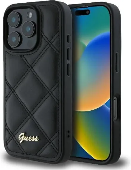Mbështjellës Guess Quilted Metal për iPhone 16 Pro Max, i zi - 1
