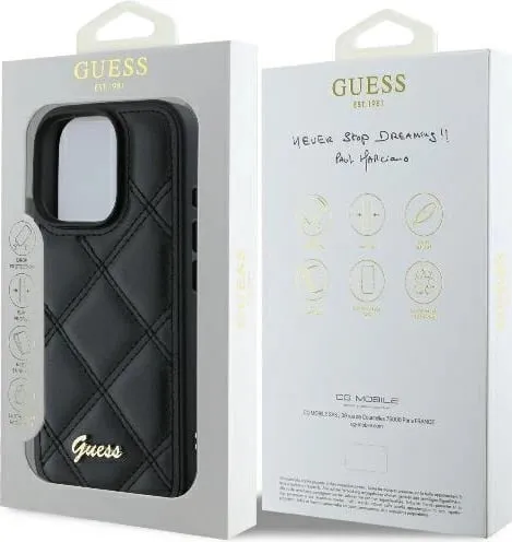Mbështjellës Guess Quilted Metal për iPhone 16 Pro Max, i zi - 2