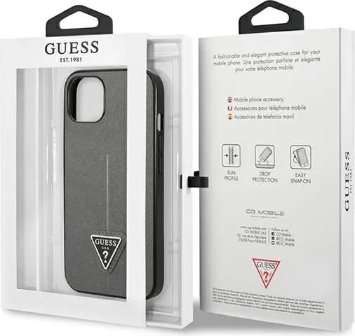 Futrollë Guess Saffiano Triangle Logo për iPhone 14 Plus 6.7", hardcase, e zezë - 2