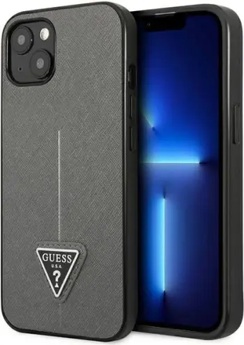 Futrollë Guess Saffiano Triangle Logo për iPhone 14 Plus 6.7", hardcase, e zezë