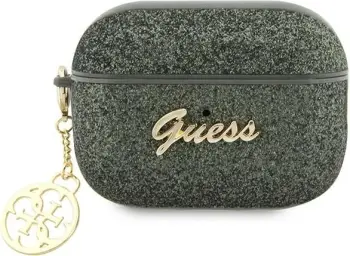 Mbulesë Guess GUAP2GLGSHA për Apple AirPods Pro 2, koleksioni 4G Glitter Flake, jeshile khaki