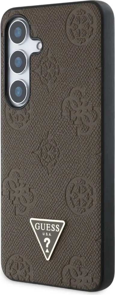 Mbështjellës Guess Grained Hot Stamp Peony Pattern Triangle Logo MagSafe për Samsung Galaxy S25, i zi - 2
