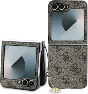 Mbështjellës Guess Leather 4G Metal Logo për Samsung Galaxy Z Flip 6, Kafe