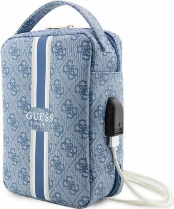 Çantë organizer Guess 4G Printed Stripes, poliester/nylon, kaltër