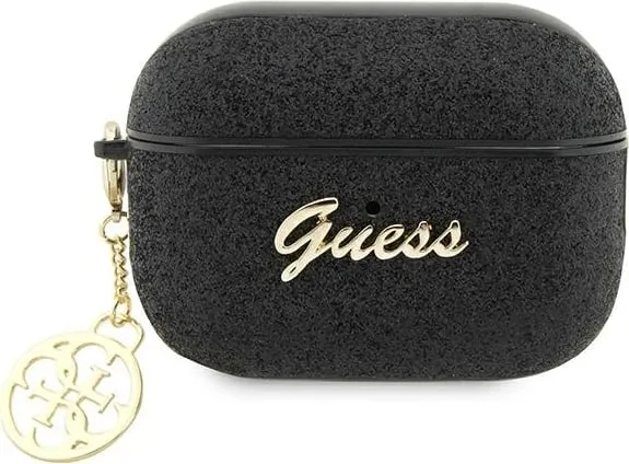 Mbështjellës Guess GUAP2GLGSHK për AirPods Pro 2, poliuretani, Glitter Flake 4G, i zi - 1