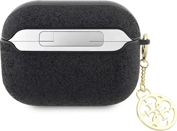 Mbështjellës Guess GUAP2GLGSHK për AirPods Pro 2, poliuretani, Glitter Flake 4G, i zi - 2