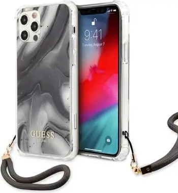 Mbështjellës Guess Marble Collection për iPhone 12 / iPhone 12 Pro, Gri